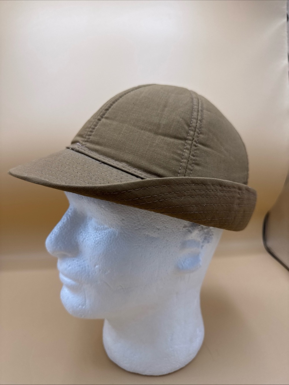 Vintage YA Headwear Brand Unisex M Tan Foam Lined Hunting Cap Korea